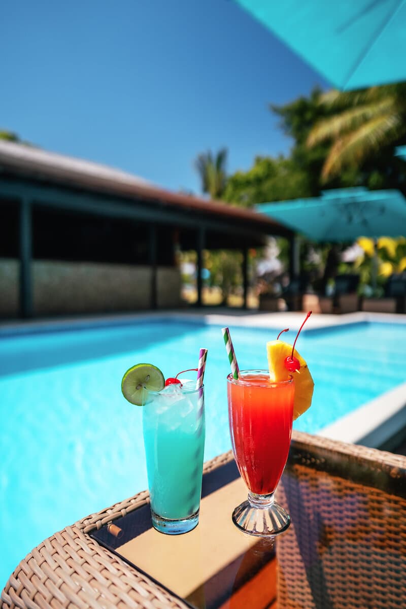 Poolside tropical cocktails
